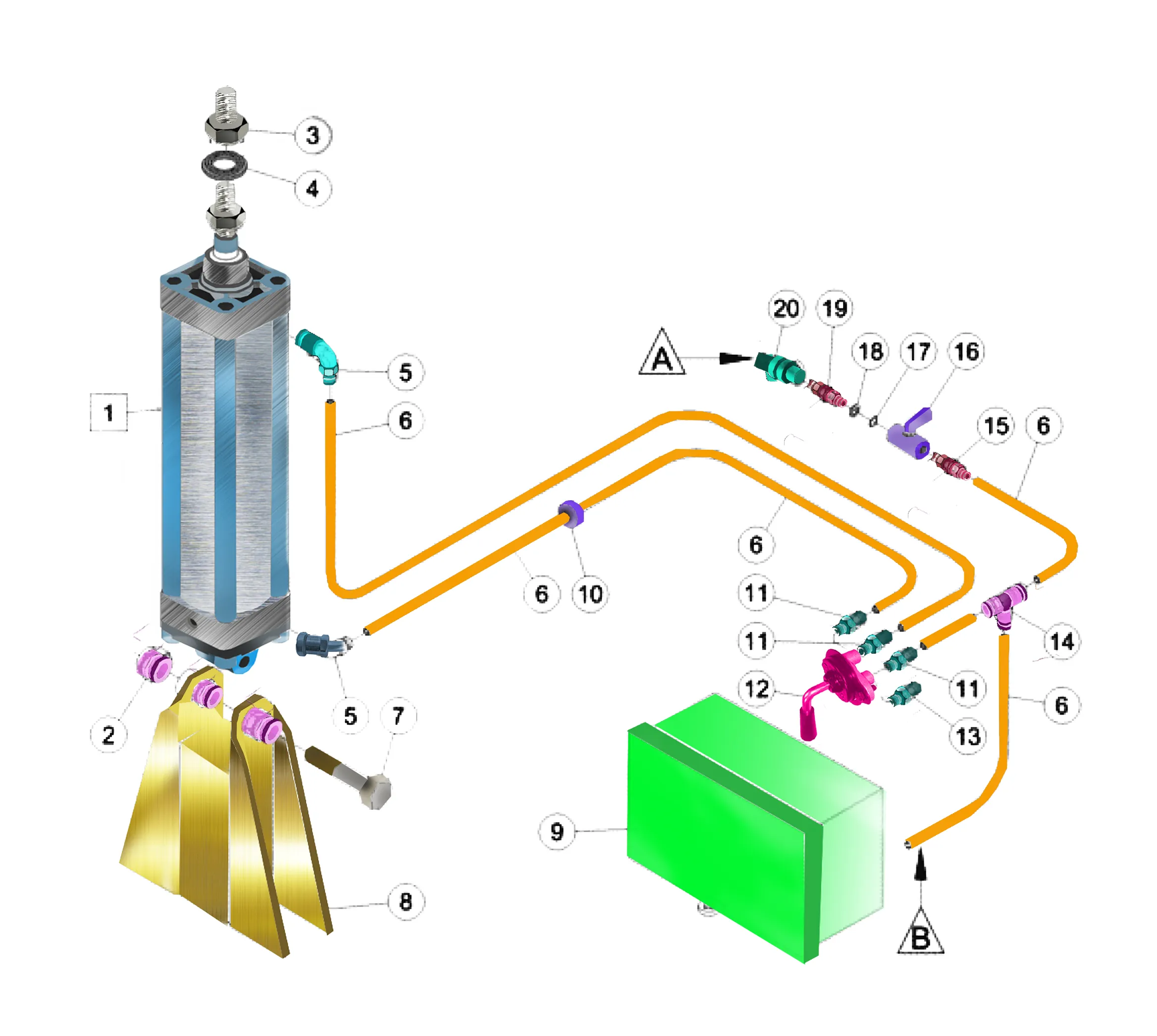 Instalação Pneumática do Cilindro